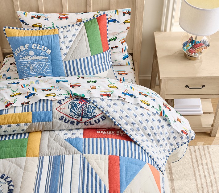 Couette Twin Snoopy Surf Pottery Barn Enfant - 100% Coton - Multicolore - Boîte Ouverte