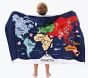 World Map Kid Beach Hooded Towel UPF 50+
