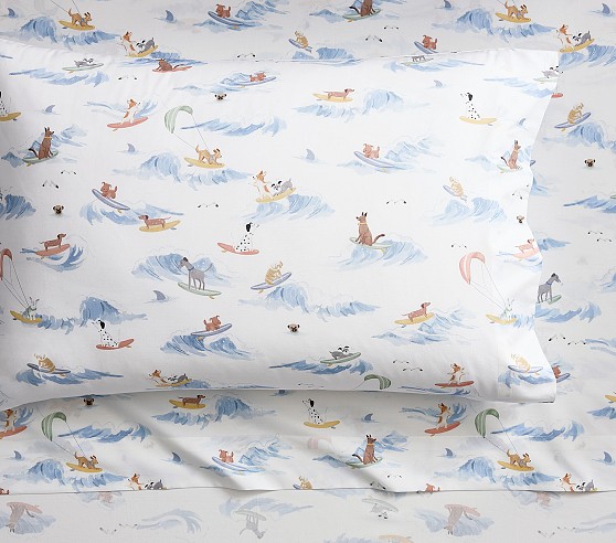 Couette Twin Snoopy Surf Pottery Barn Enfant - 100% Coton - Multicolore - Boîte Ouverte