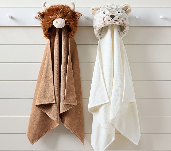 Faux Fur Critter Kid Hooded Towels | Pottery Barn Kids
