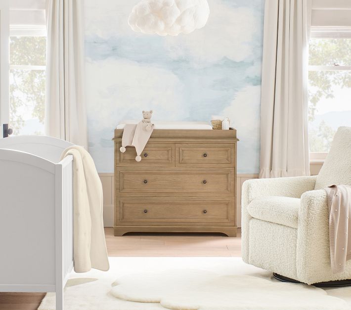 white crib brown dresser Craftsman Mission White 6-Drawer Nursery Dresser in Maple Wood main image 0