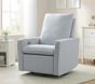 Paxton Swivel Glider Recliner with Performance Linen Blend White Piping