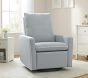 Paxton Swivel Glider Recliner with Performance Linen Blend White Piping