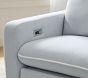 Paxton Swivel Glider Recliner with Performance Linen Blend White Piping