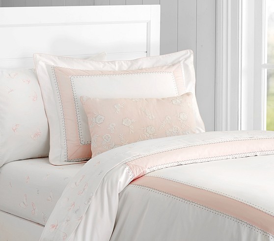 Housse De Couette Pottery Barn Monique Lhuillier – Enfant, Twin, Satin Rose, Neuve Sans étiquette