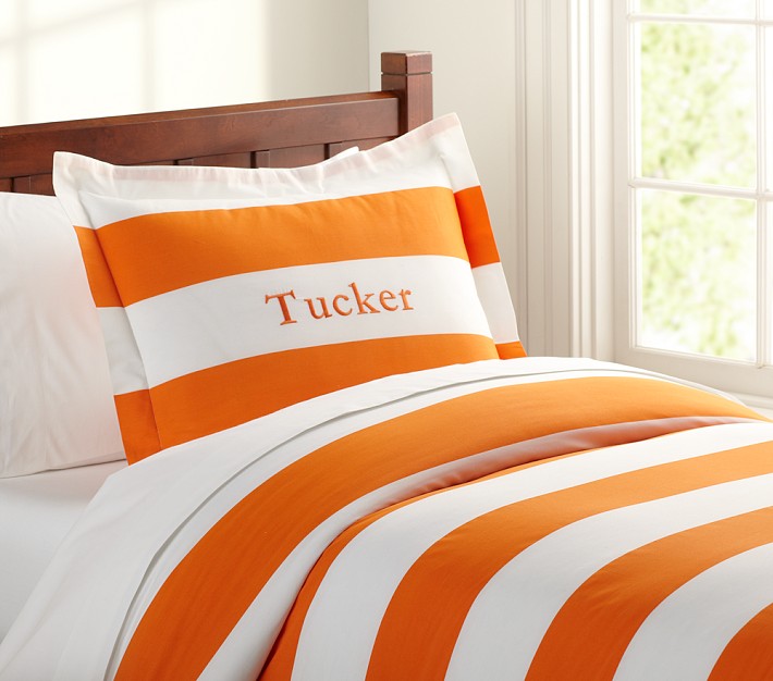 Rugby Duvet Cover, Twin, Orange