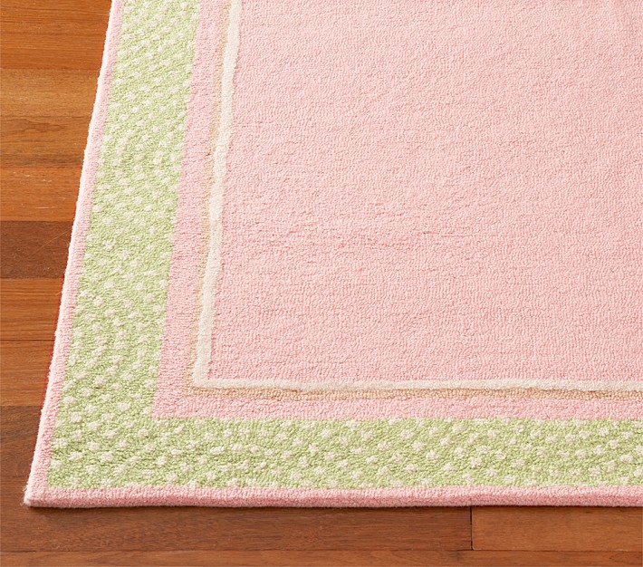 Pink Polka Dot Border Rug Swatch