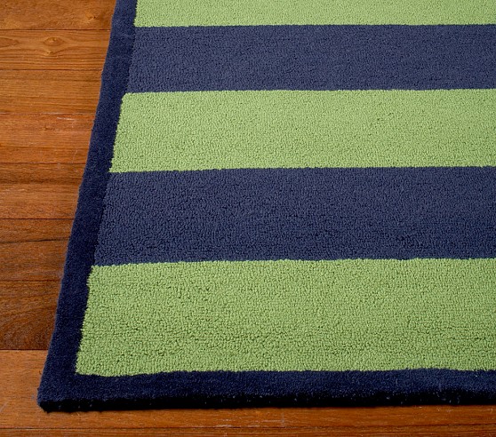 Green/Navy Rugby Stripe Rug Swatch