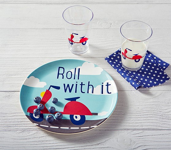 Blue Scooter Plate & Tumbler