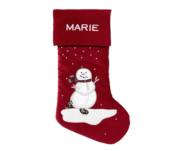Jolly Snowman Luxe Velvet Stocking