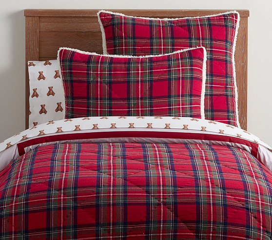Classic Plaid Sherpa Backed Comforter & Shams