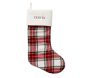 Ivory Tartan Plaid &amp; Crewel Stocking