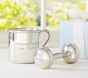 Pewter Baby Cup & Dumbbell Rattle Set