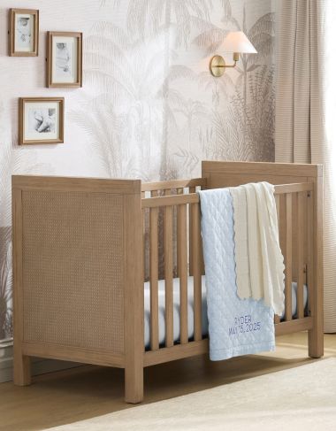 blue dress for baby girl Noah Crib, Dresser and Changing Tray Nursery Set in Walnut – Simply Nursery main image 1