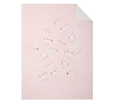 Rainbow Unicorn Quilt, Twin, Pink