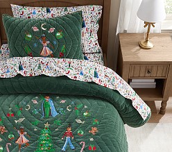 Rifle Paper Co. Green Velvet Nutcracker Quilt & Shams