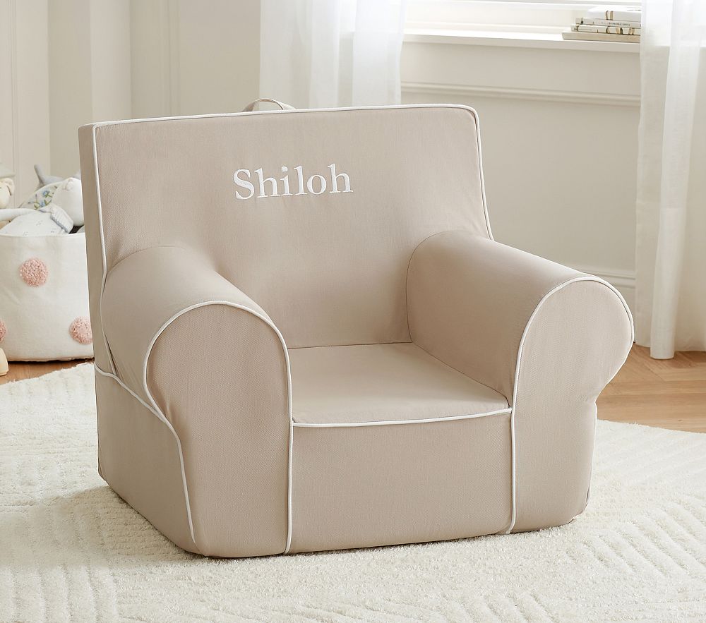 Anywhere Chair®, Oatmeal with White Piping | Pottery Barn Kids