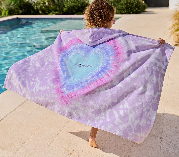 Tie-Dye Heart Kid Beach Hooded Towel UPF 50+ | Pottery Barn Kids
