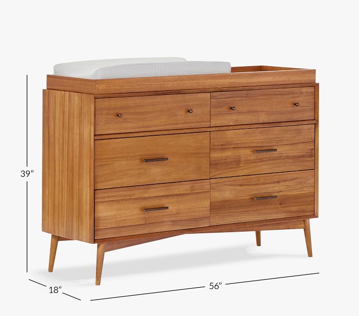 mid century modern dresser changing table west elm x pbk Mid-Century 6-Drawer Changing Table (56w x 18d
