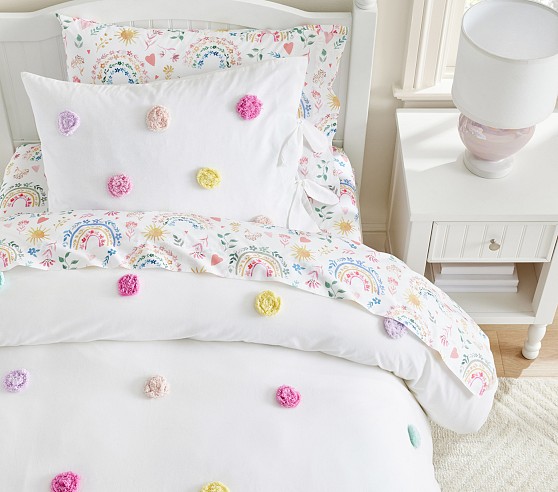 Bright Pom-Pom Kids' Comforter Set | Pottery Barn Kids