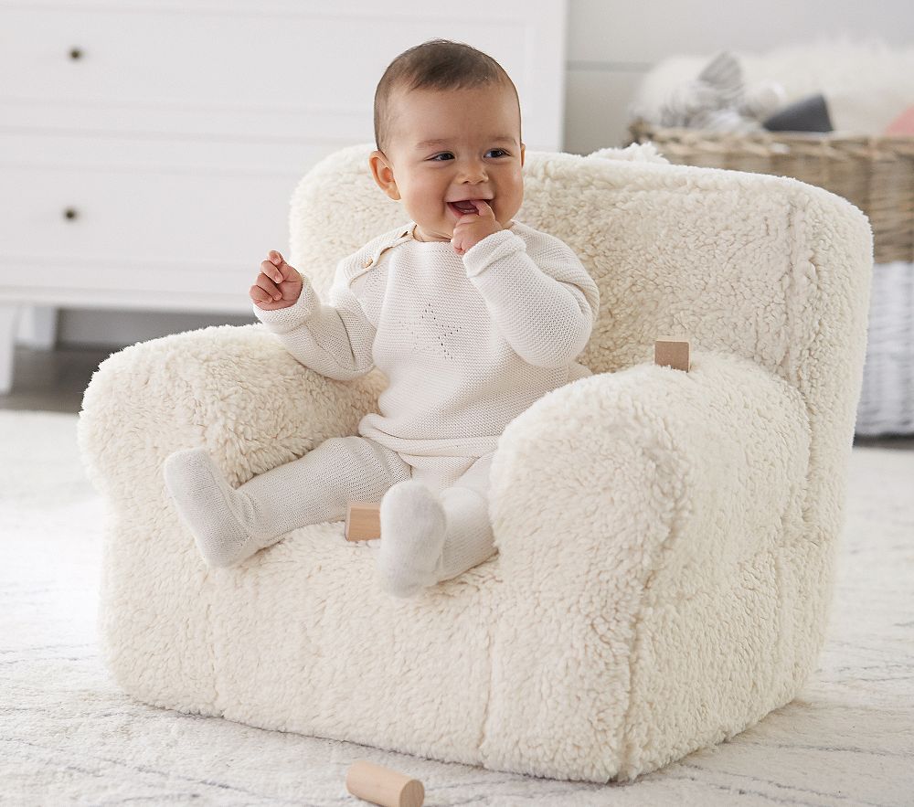 Anywhere Chair®, Cream Sherpa Slipcover Only | Pottery Barn Kids