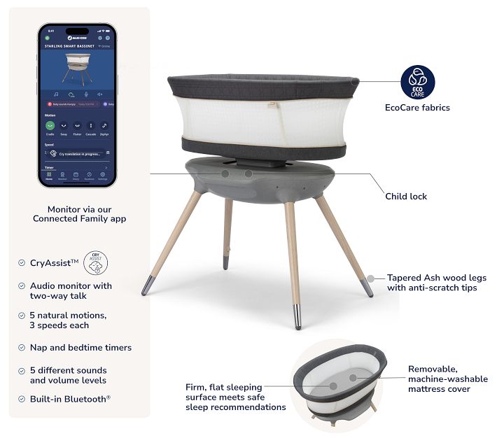 Maxi Cosi Starling Smart Bassinet Onyx Heritage