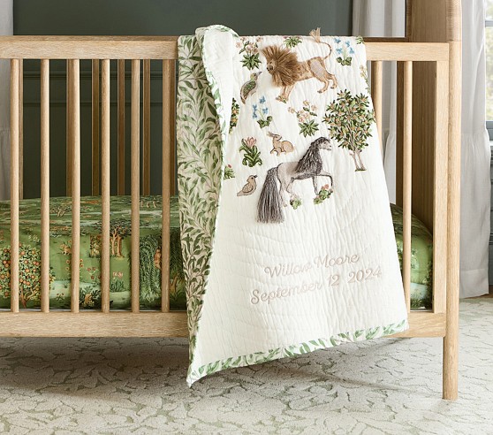 Pottery Barnベッドキルト Morris & Co. Owl & Willow Baby Quilt | Pottery Barn Kids