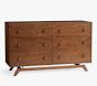 Open Box: Lennox 6-Drawer Dresser (56"W x 19"D) - Dark Walnut, Black/Gold