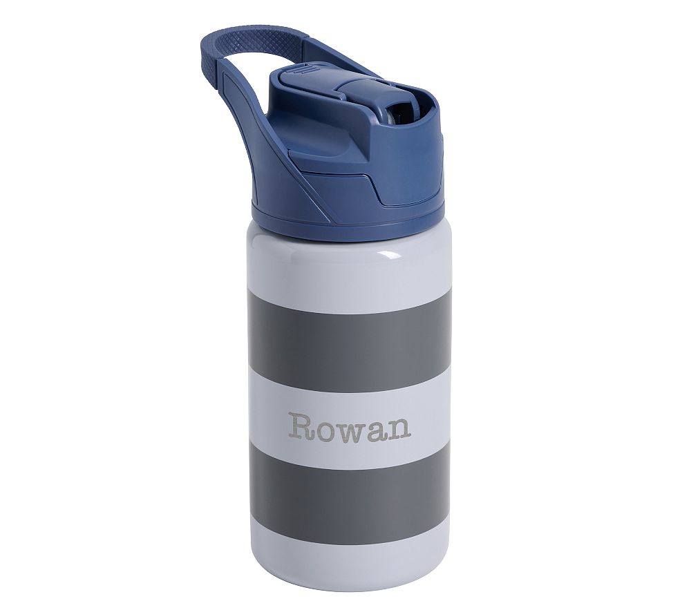 Gray Stripe Mackenzie Insulated Water Bottle, personalized