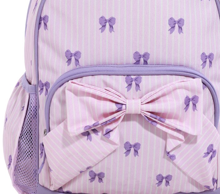 Lavender Ticking Stripe Bow Mackenzie Backpack | Pottery  display picture 3