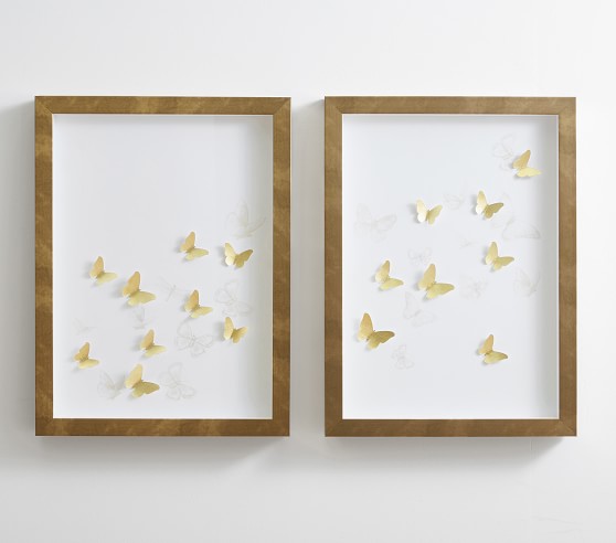 Art Remedy Butterfly Golden Goddess Gold Fashion Wall Art  Chanel Coco Mademoiselle butterfly gold framed wall art main image 2