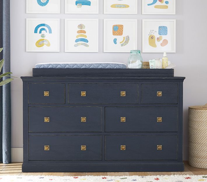 Charlie 7-Drawer Changing Table, Blue/Weathered Navy, In-Home Delivery
