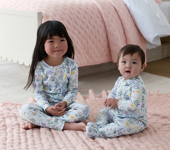 Rifle Paper Co. Bunny Floral Organic Pajamas | Pottery Barn Kids