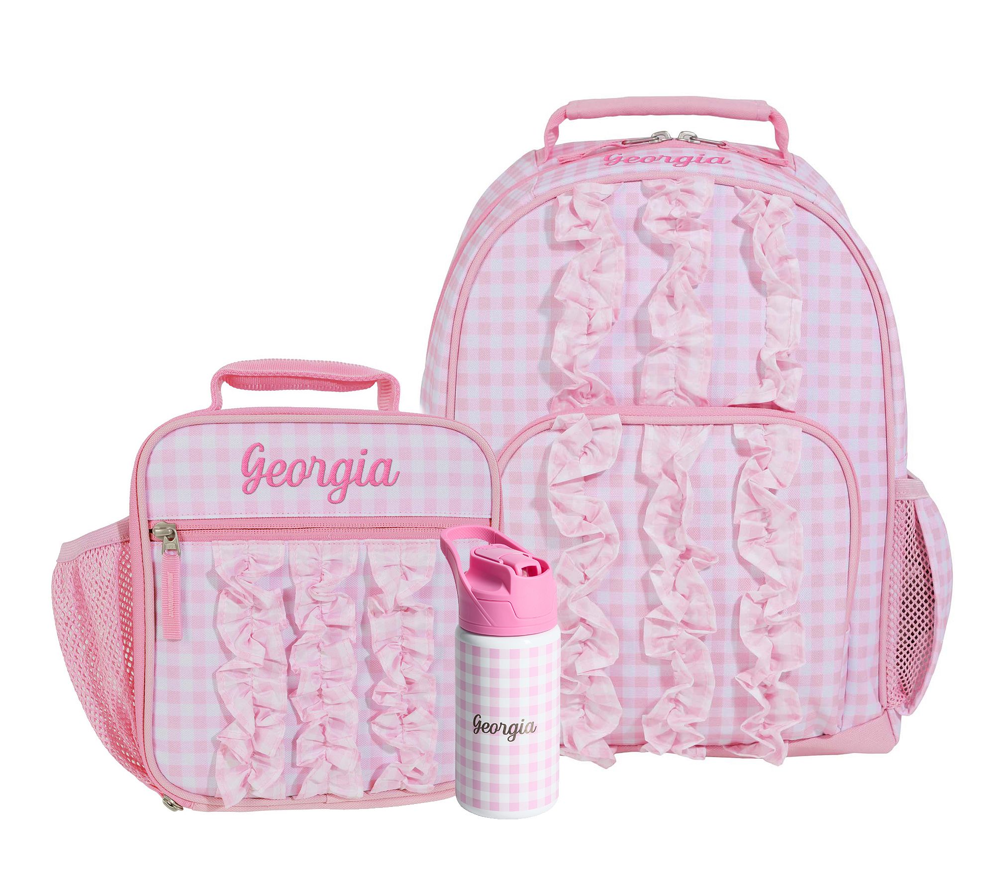 Ruffle Gingham Pink Mackenzie Backpack Bundle, Set of 3 | Pottery