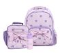 Lavender Ticking Stripe Bow Pocket Mackenzie Backpack Bundle, Set of 3