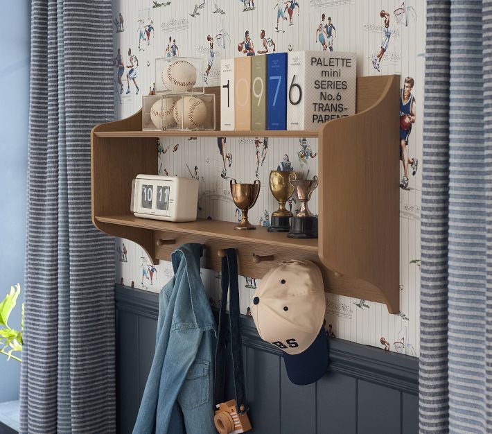 Seadrift Wood Shelf With Pegs 17