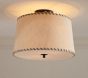 Linen and Leather Flush Mount (17")