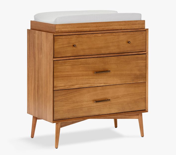 serta mid century modern 3 drawer dresser with changing top Babyletto Sprout 3-Drawer Changer Dresser with Removable Changing Tray Natural Walnut