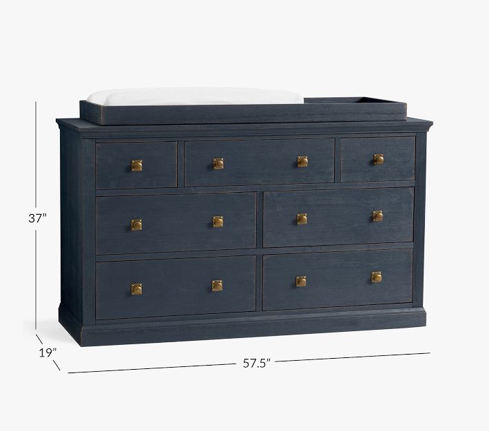 pottery barn blue dresser Charlie 7-Drawer Changing Table, Blue/Weathered Navy, White Glove Delivery