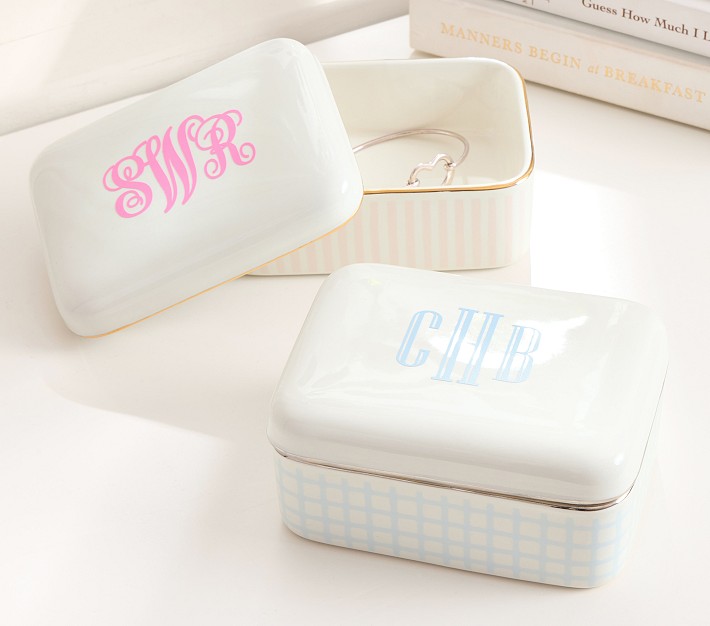 Ava Ribbon Keepsake Box, Brass & Suede | Pottery Barn Kids