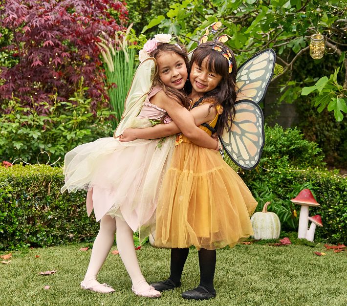 kids fairy dress Fairy Birthday Outfit, Long Flower Tutu Pageant Dress, Baby Girl Crochet Top, Over the Top Fabric Headband Butterfly Pixie Wings Costume