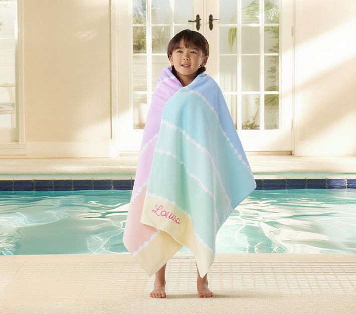 Stripe Tie-Dye Kid Beach Towel UPF 50+ | Pottery Barn Kids