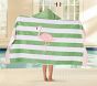 Rugby Stripe Flamingo Kid Beach Hooded Towel UPF 50+