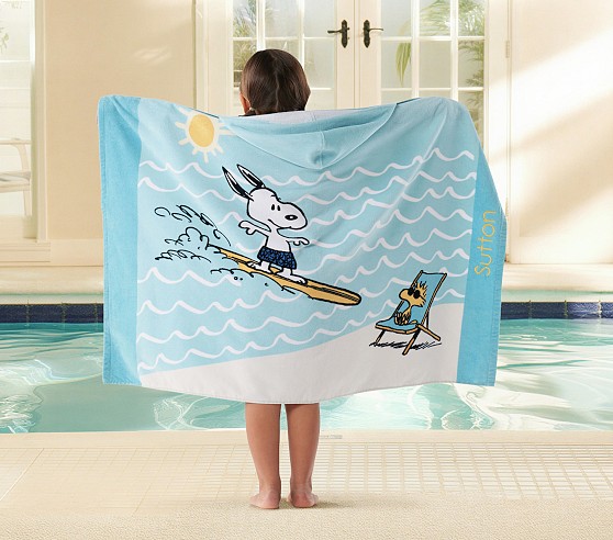 Peanuts® Snoopy® Surf Kid Beach Hooded Towel | Pottery Barn Kids