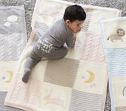 Bunny Heirloom Sherpa-Backed Patchwork Knit Baby Blanket