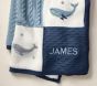 Whale Heirloom Sherpa-Backed Patchwork Knit Baby Blanket