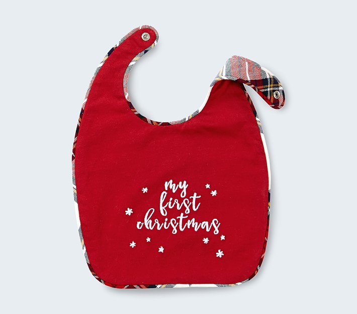 新作ং christmas bib✩⡱ My First Christmas Bib | Pottery Barn Kids