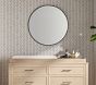 Black Metal Framed Round Mirror (31")