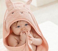 Super Soft Blush Bunny Baby Hooded Towel & Washcloth Set