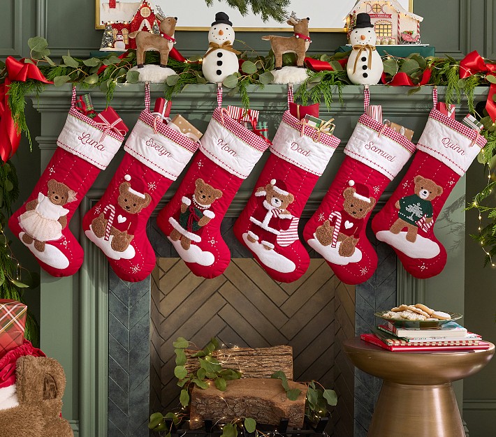 Bear Quilted Christmas Stocking Collection